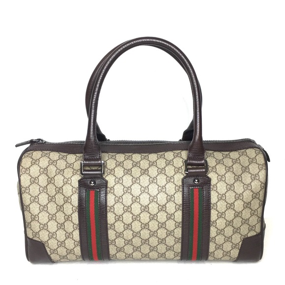 Gucci authentic brown monogram coated canvas unisex travel bag - Picture 7 of 15